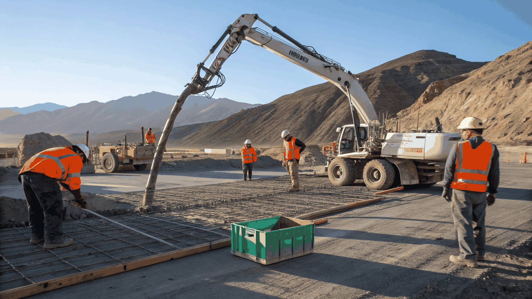 Infrastructure engineering site with heavy structural framing